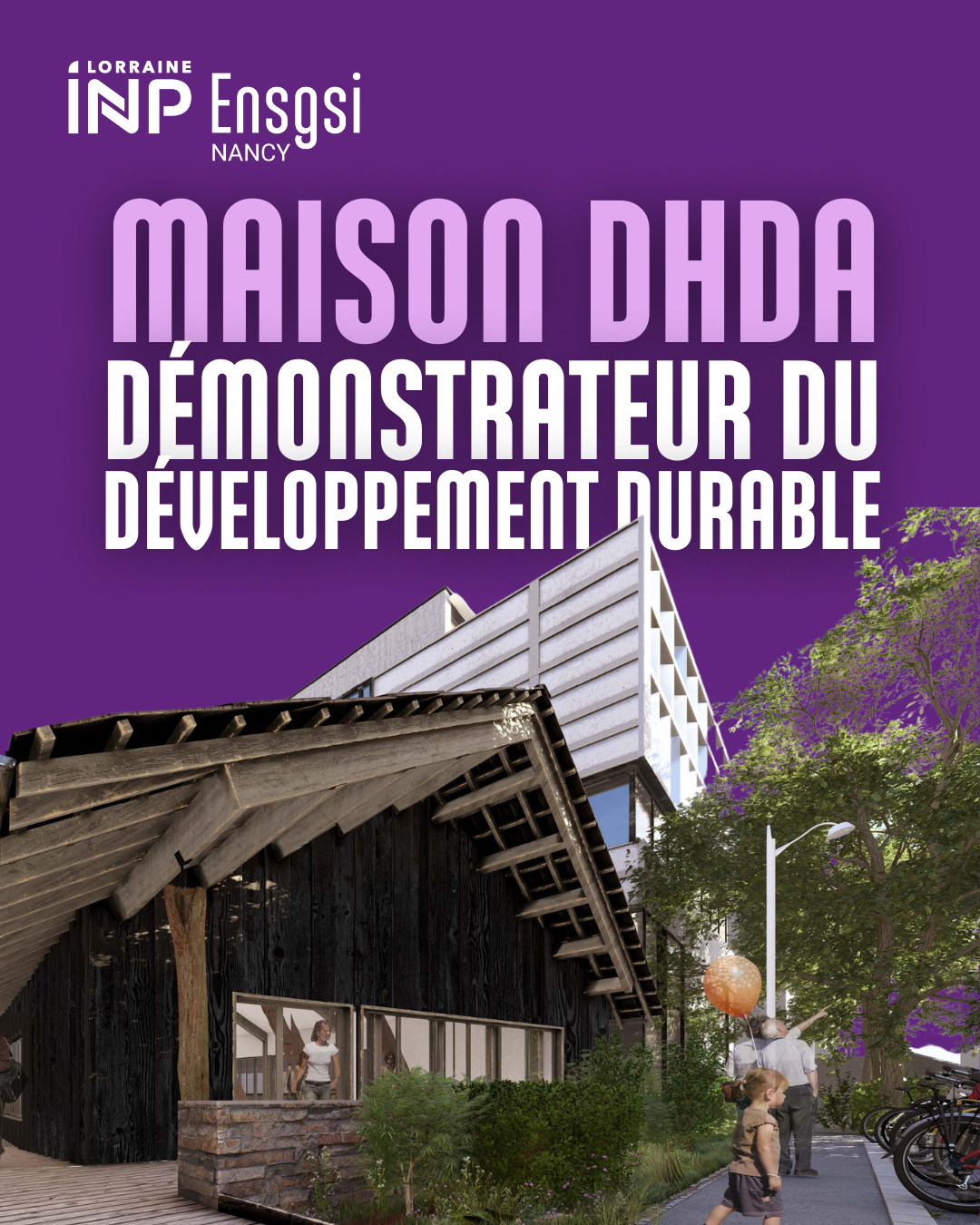 Bâtiment éphémère en bois local de l’ENSGSI à Nancy, projet réversible, biosourcé et bas carbone