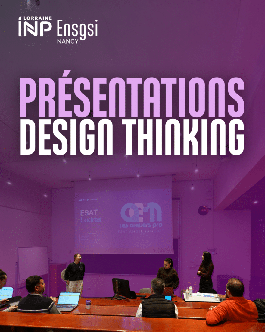 Présentation des projets de Design Thinking du master IDEAS en amphithéâtre à l’ENSGSI
