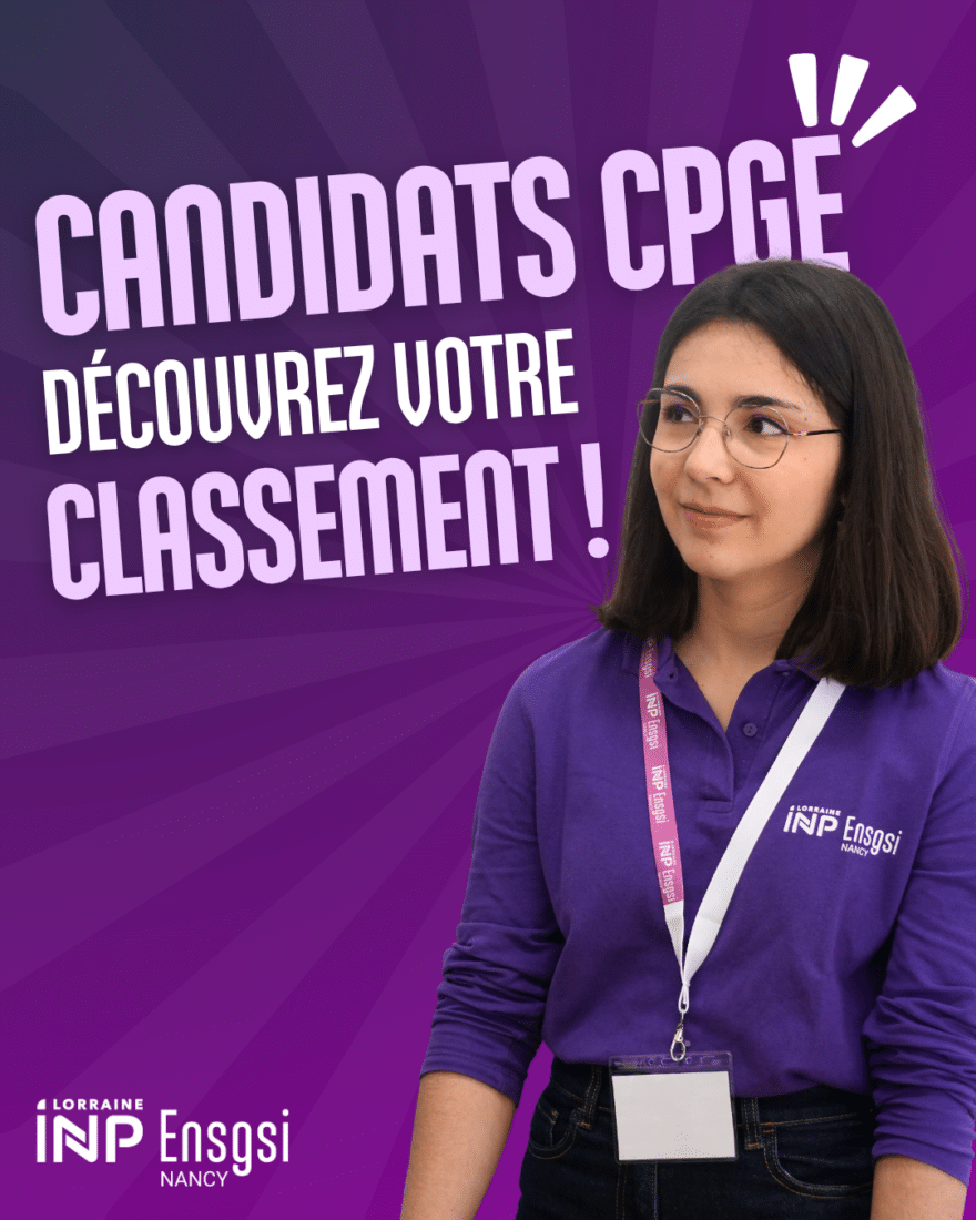 Liste des candidats issus de CPGE classés à l'issue des épreuves orales 2026 pour l'admission à l'ENSGSI.